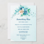 私が行う前に何か青いフローラブライダルシャワー 招待状 (正面)