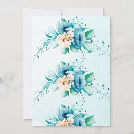 私が行う前に何か青いフローラブライダルシャワー 招待状 (裏面)