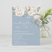 私が行う前に何か青いフローラブライダルシャワー 招待状 (スタンド正面)