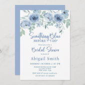 私が行う前に何か青いフローラブライダルシャワー 招待状 (正面/裏面)