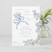 私が行う前に何か青いフローラブライダルシャワー 招待状 (スタンド正面)