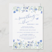 私が行う前に何か青いフローラブライダルシャワー 招待状 (正面)