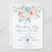 私が行う前に何か青いフローラブライダルシャワー 招待状 (正面)