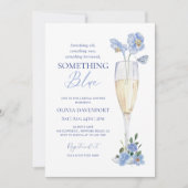 私が行う前に何か青いフローラブライダルシャワー 招待状 (正面)