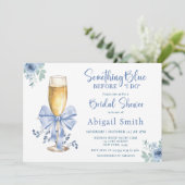 私が行う前に何か青いフローラブライダルシャワー 招待状 (スタンド正面)