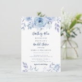 私が行う前に何か青いフローラブライダルシャワー 招待状 (スタンド正面)