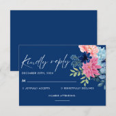 私が行う前に何か青いフローラ結婚。 出欠カード (正面/裏面)