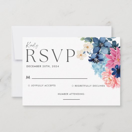 私が行う前に何か青いフローラ結婚。 出欠カード (正面)