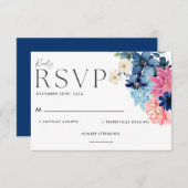 私が行う前に何か青いフローラ結婚。 出欠カード (正面/裏面)