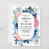 私が行う前に何か青いフローラ結婚。 招待状 (正面)