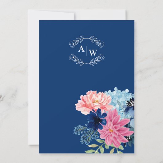 私が行う前に何か青いフローラ結婚。 招待状 (裏面)