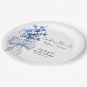 私が行う前に何か青いブライダルシャワーパーティー ペーパープレート (アングル)