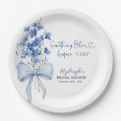私が行う前に何か青いブライダルシャワーパーティー ペーパープレート (正面)