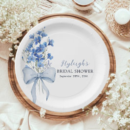 私が行う前に何か青いブライダルシャワーパーティー ペーパープレート