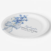 私が行う前に何か青いブライダルシャワーパーティー ペーパープレート (アングル)
