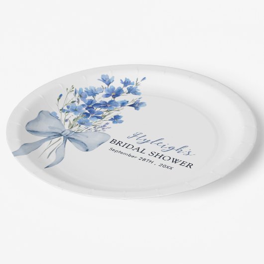 私が行う前に何か青いブライダルシャワーパーティー ペーパープレート (アングル)