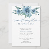 私が行う前に何か青いブライダルシャワーフローラ 招待状 (正面)