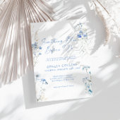 私が行う前に何か青いブライダルシャワーフローラ 招待状