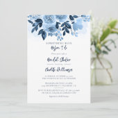 私が行う前に何か青いブライダルシャワーフローラ 招待状 (スタンド正面)