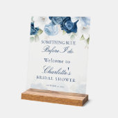 私が行う前に何か青いブライダルシャワー歓迎 アクリルサイン (傾斜)