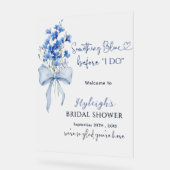 私が行う前に何か青いブライダルシャワー歓迎 アクリルサイン (傾斜)