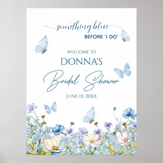 私が行う前に何か青いブライダルシャワー歓迎 ポスター (正面)