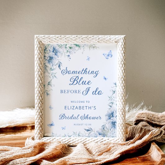 私が行う前に何か青いブライダルシャワー歓迎 ポスター