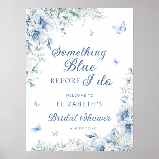 私が行う前に何か青いブライダルシャワー歓迎 ポスター (正面)