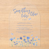 私が行う前に何か青いブライダルシャワー アクリル招待状 (正面)