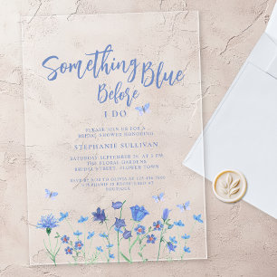 私が行う前に何か青いブライダルシャワー アクリル招待状