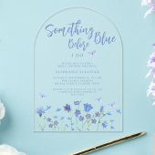 私が行う前に何か青いブライダルシャワー アクリル招待状