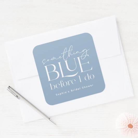私が行う前に何か青いブライダルシャワー スクエアシール (封筒)