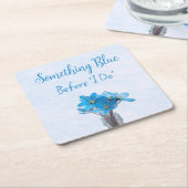 私が行う前に何か青いブライダルシャワー スクエアペーパーコースター (アングル)