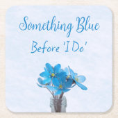 私が行う前に何か青いブライダルシャワー スクエアペーパーコースター (正面)