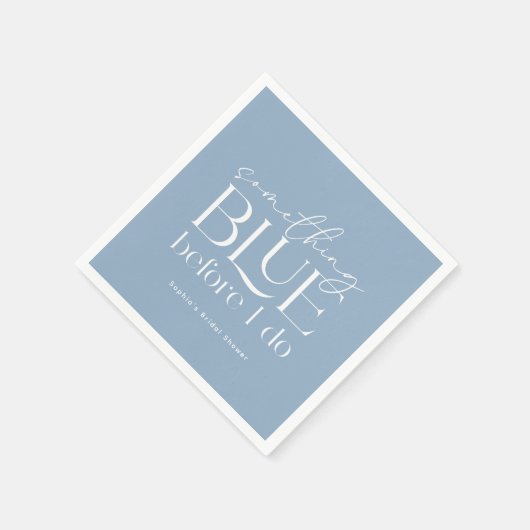 私が行う前に何か青いブライダルシャワー スタンダードカクテルナプキン (角)