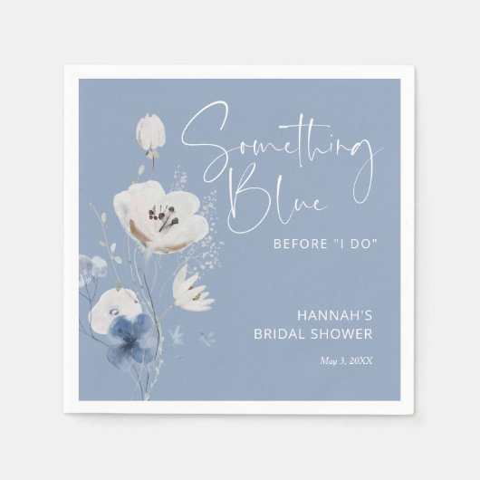 私が行う前に何か青いブライダルシャワー スタンダードカクテルナプキン (正面)