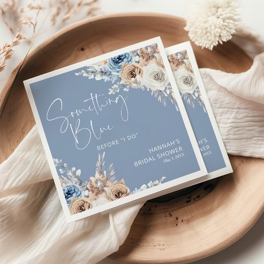 私が行う前に何か青いブライダルシャワー スタンダードカクテルナプキン