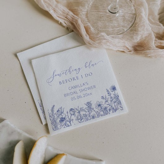 私が行う前に何か青いブライダルシャワー スタンダードカクテルナプキン