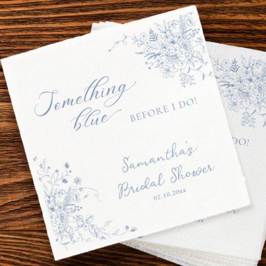 私が行う前に何か青いブライダルシャワー スタンダードカクテルナプキン