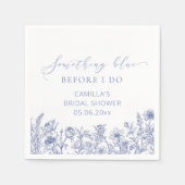 私が行う前に何か青いブライダルシャワー スタンダードカクテルナプキン (正面)