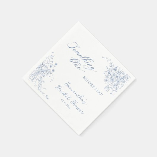 私が行う前に何か青いブライダルシャワー スタンダードカクテルナプキン (角)