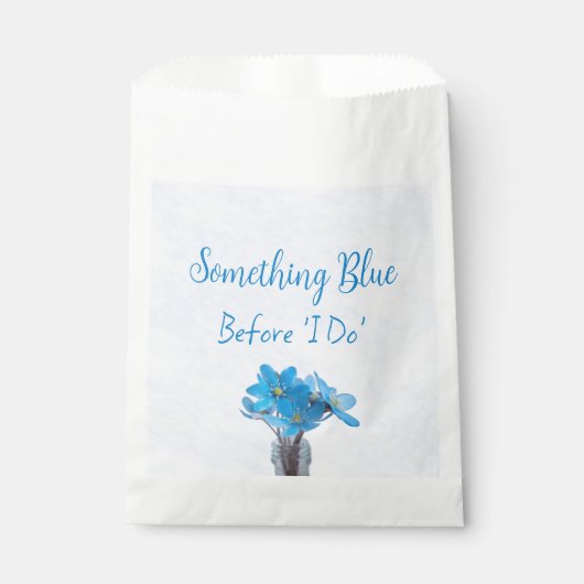 私が行う前に何か青いブライダルシャワー フェイバーバッグ (正面)