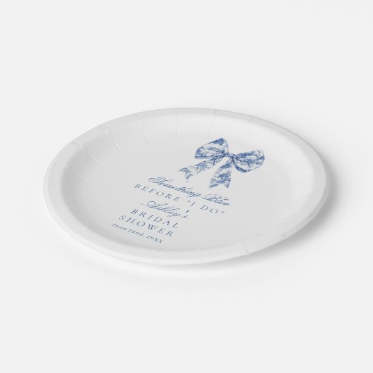 私が行う前に何か青いブライダルシャワー ペーパープレート (アングル)