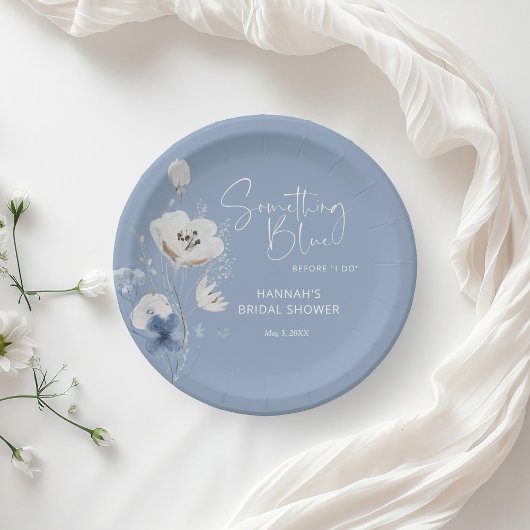 私が行う前に何か青いブライダルシャワー ペーパープレート