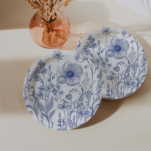 私が行う前に何か青いブライダルシャワー ペーパープレート