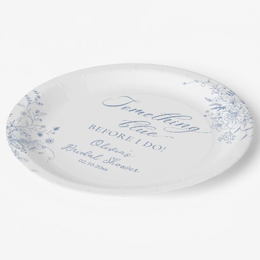 私が行う前に何か青いブライダルシャワー ペーパープレート (アングル)