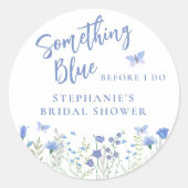 私が行う前に何か青いブライダルシャワー ラウンドシール (正面)