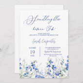 私が行う前に何か青いブライダルシャワー 招待状 (正面/裏面)