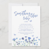 私が行う前に何か青いブライダルシャワー 招待状 (正面)
