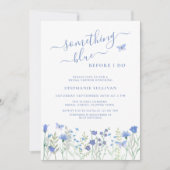 私が行う前に何か青いブライダルシャワー 招待状 (正面)